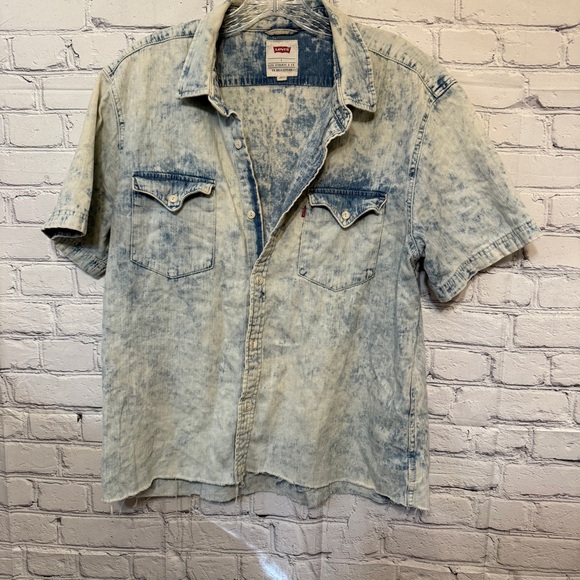 Levi's Other - Levi’s Acid Wash Denim Western Shirt L Blue Snap Button Y2K Cowboycore